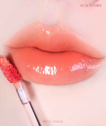 MILKTOUCH Jelly Lip Glow Tint - Hydrating Lip Gloss with Long-Lasting Moisture, Lip Stain, Lightweight, Radiant Shine, Perfect for Daily Use, Korean Lip Oil (01. New Peach Bear)