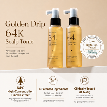 Golden Drip 64K Korean Scalp Cooling Hair Tonic | Deep Cleansing & Scalp Balance Care - 110ml