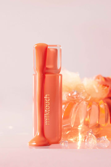 MILKTOUCH Jelly Lip Glow Tint - Hydrating Lip Gloss with Long-Lasting Moisture, Lip Stain, Lightweight, Radiant Shine, Perfect for Daily Use, Korean Lip Oil (01. New Peach Bear)