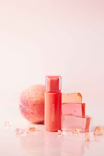 MILKTOUCH Jelly Fit Glow Lip Tint - Hydrating Lip Gloss with Long-Lasting Moisture, Color Stain, Lightweight Formula, Radiant Shine, Perfect for Daily Use, Glass Korean Lip (02 Peach on Top)