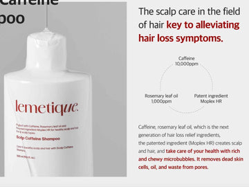 Lemetique Scalp Caffeine Shampoo hair loss prevent with Caffeine, Rosemary leaf oil (3EA)